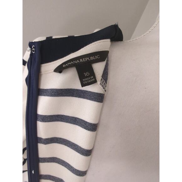 Banana Republic Coastal Knit Fit Flare Striped Sz 16 Zip Up Dress - Picture 6 of 6